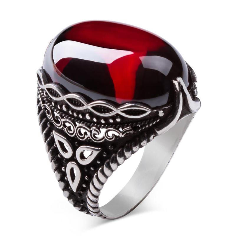 Men Silver Ring With Oval Red Zircon Stone And Trillium Flower Motif Made In Turkey Solid 925 Sterling Cluster Rings
Men Silver Ring With Oval Red Zircon Stone And Trillium Flower Motif Made In Turkey Solid 925 Sterling Cluster Rings