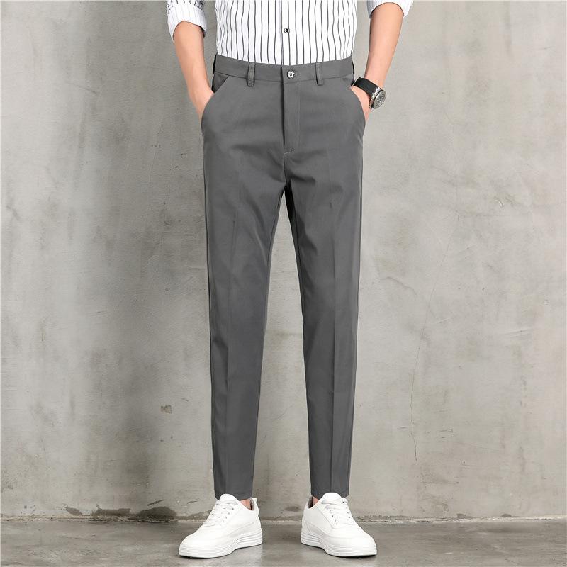 Men's Loose Color Block Pathcowrk High Waist Slim Casual Suit Pants Black Gray Wide Leg Front Folded Trouser Male