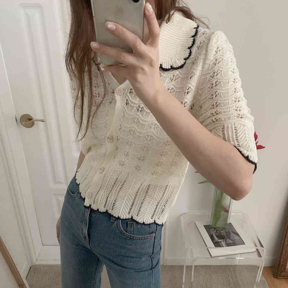 Comelsexy Summer Casual Knitted Tops Short Sleeves Cardigans Loose Women Fashion Femme Prom Outwear High Waist Sweaters 210515