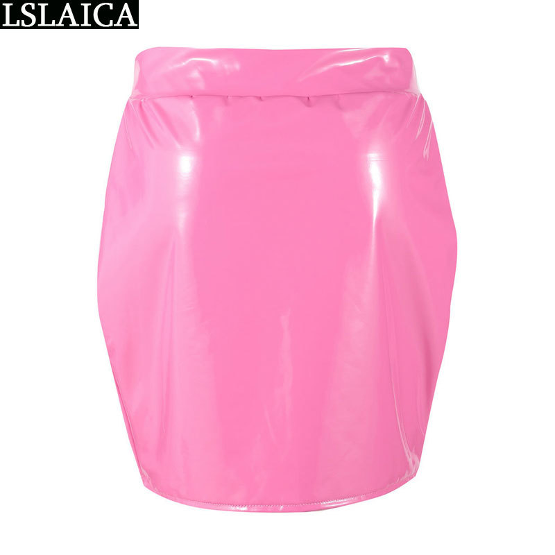 Casual PU leather skirt solid color zipper decorated slim elegant mini evening night party club streetwear women s 210515