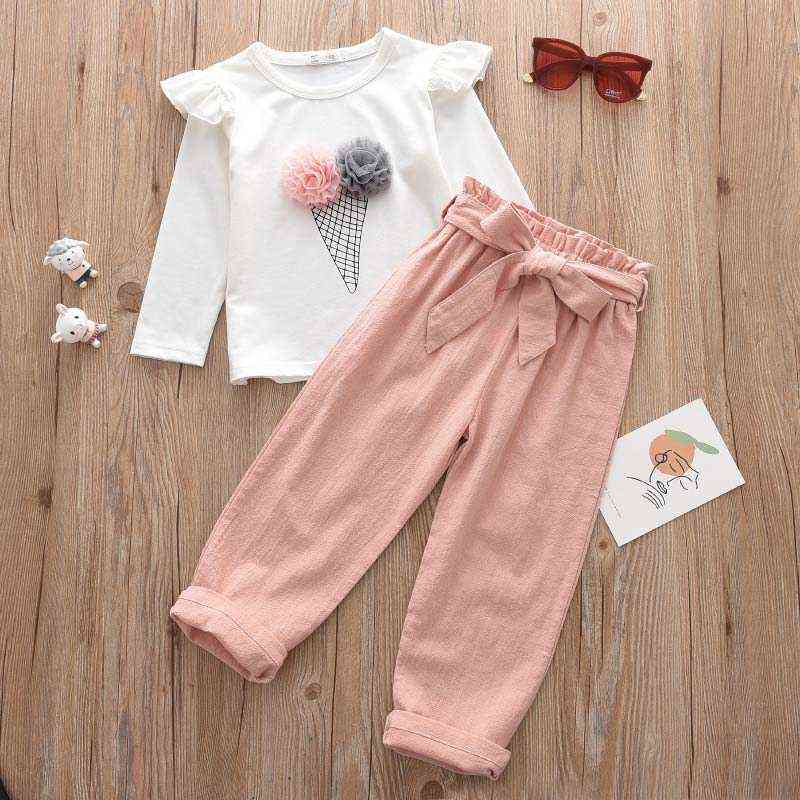Bear Leader Kids Girls Lovely Clothing Sets Children's Casual Clothes Ice Print T-Shirt And Pants With Bow Cute Outfits Y220310