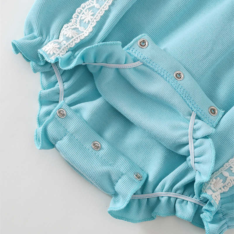 Baby Girl Easter Rabbit Rompers born Princess Lace Jumpsuit Infant Cotton Romper Toddler Boutique Embroidery Clothes 210615