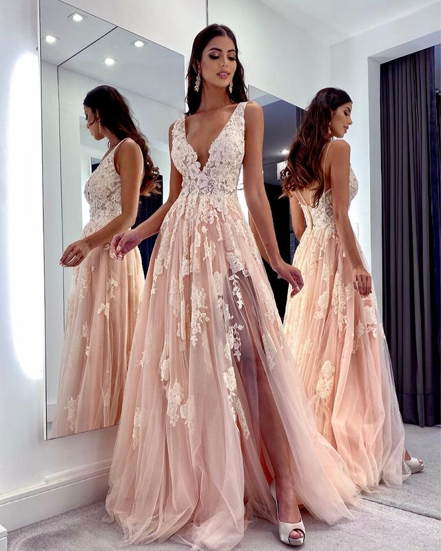 2021 Plus Size Arabic Aso Ebi Vintage Lace Beaded Prom Dresses Deep V-neck Backless High Split Evening Formal Party Second Reception Gowns Dress ZJ025