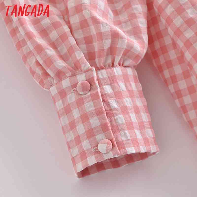 Fashion Women Plaid Print Cut-out Dress Arrival Long Sleeve Ladies Mini Robe JE03 210416