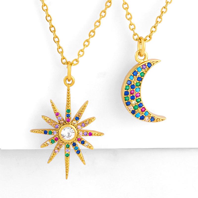 Pendant Necklaces Gold Filled CZ Cubic Zirconia Sun And Moon Women Statement Rainbow Crystal Fashion Jewelry Nke-p88
Pendant Necklaces Gold Filled CZ Cubic Zirconia Sun And Moon Women Statement Rainbow Crystal Fashion Jewelry Nke-p88