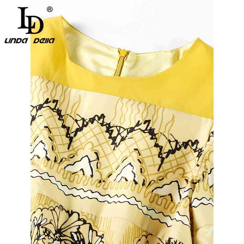 Summer Fashion Runway Dress Women's Long Sleeve Casual Printed Vacation vestidos 210522