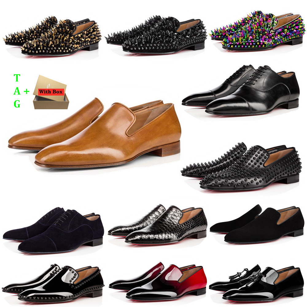 Man Red Bottoms Shoes Designers Low Flat Rivets Embroidery Mens Business Banquet Dress Shoe Luxurys Patent Suede Stylist Spikes Genuine Leat, Black
Man Red Bottoms Shoes Designers Low Flat Rivets Embroidery Mens Business Banquet Dress Shoe Luxurys Patent Suede Stylist Spikes Genuine Leat, Black