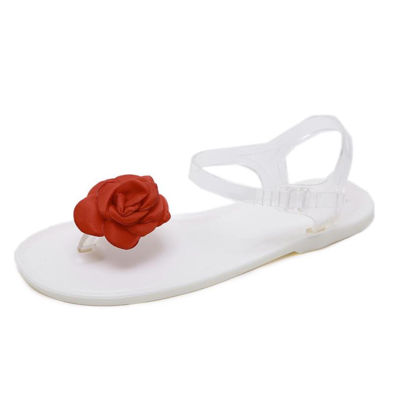 Sandals Fashion Women Bohemian Style Shoes Beautiful Rose Inlay Jelly Sexy Flat New (Size 35-40)
