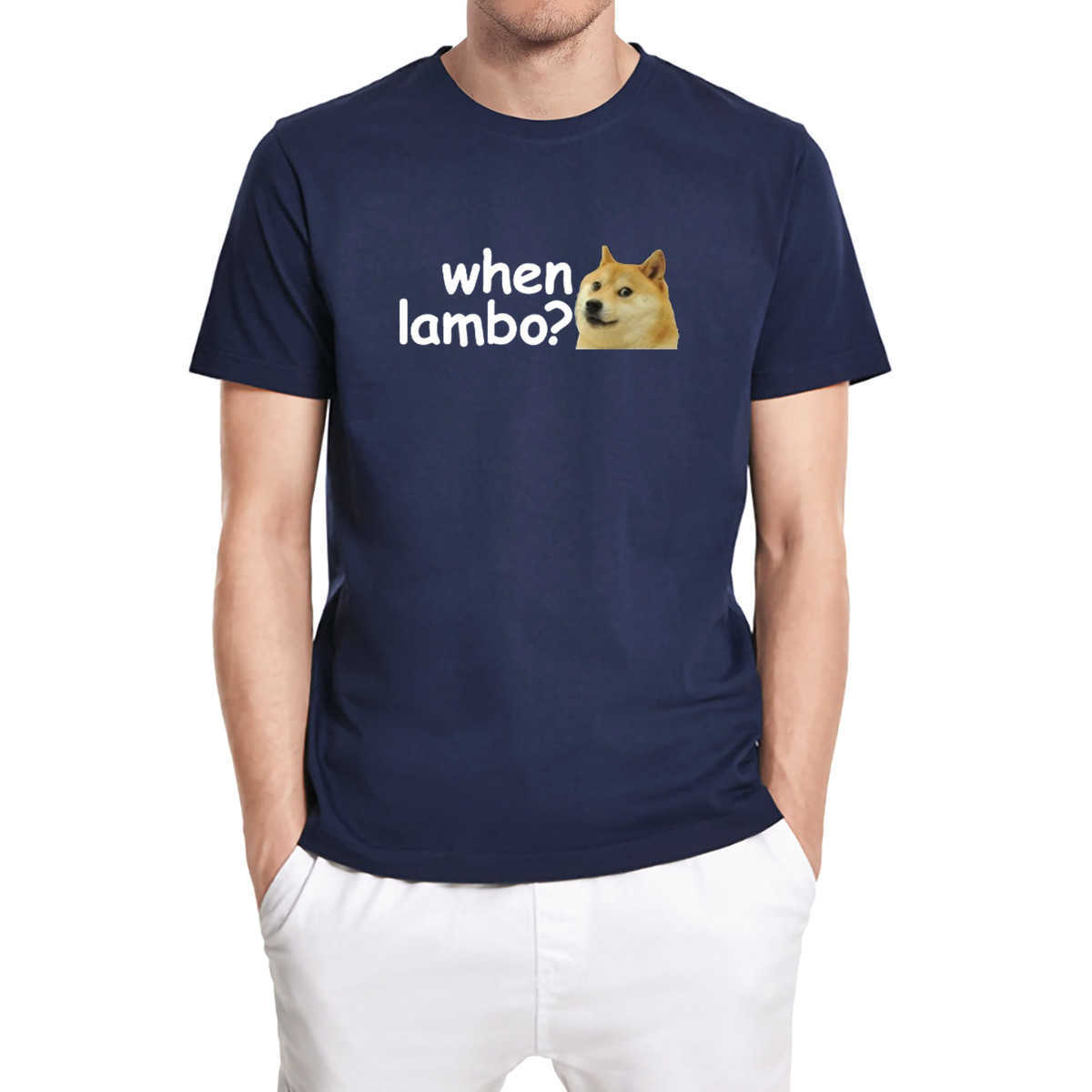 DOGE Dogecoin Crypto Meme Bitcoin When Lambo T-Shirt Funny Unisex Shirt Men's Short Sleeve Tshirt 100% Cotton Tee 210629