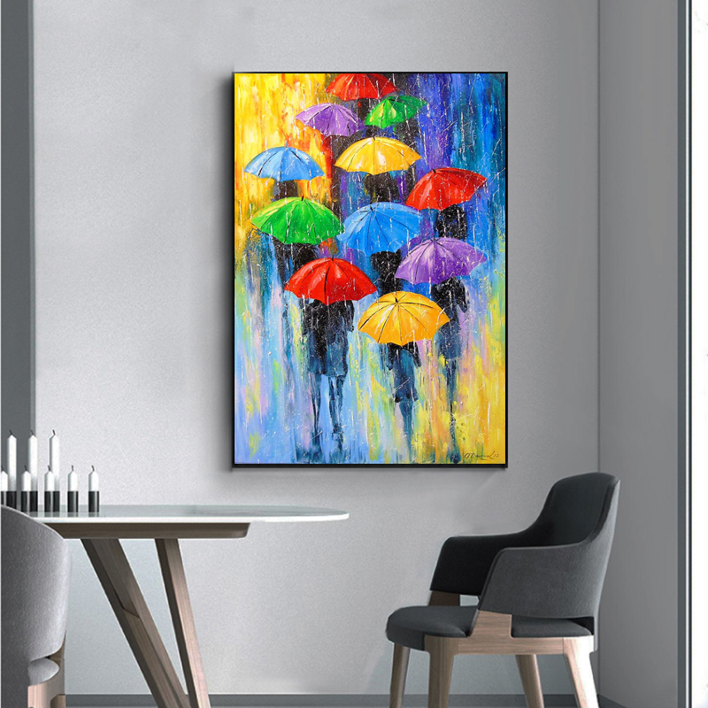 Colorful Umbrella Graffiti Abstract Painting Wall Art Canvas Prints Posters and Prints For Living Room Decoration
