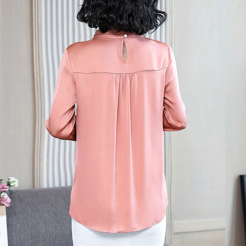 Woman's Shirts Korean Clothes Women Silk Shirt Long Sleeve Spring Satin Top Commute Plus Size Ropa De Mujer 13045 210427