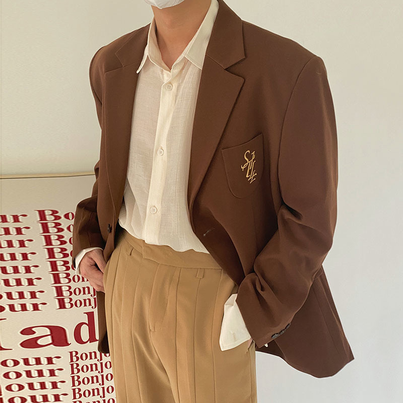 Korean Trend Split Suit Coat Men's Letter Embroidery Design Loose Blazer 2021 New Autumn Chic Clothing High Quality, White;black
Korean Trend Split Suit Coat Men's Letter Embroidery Design Loose Blazer 2021 New Autumn Chic Clothing High Quality, White;black