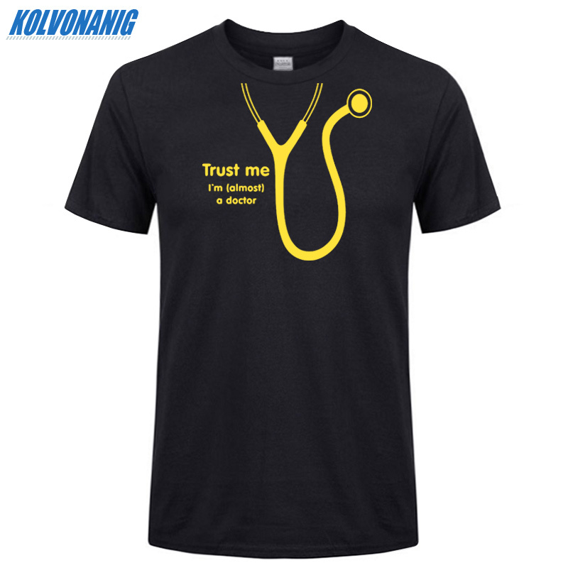 KOLVONANIG Summer Trust Me I'm Almost A Doctor Funny Print T Shirt Men Short Sleeve Cotton O-Neck T-Shirts Plus Size Tees 210329