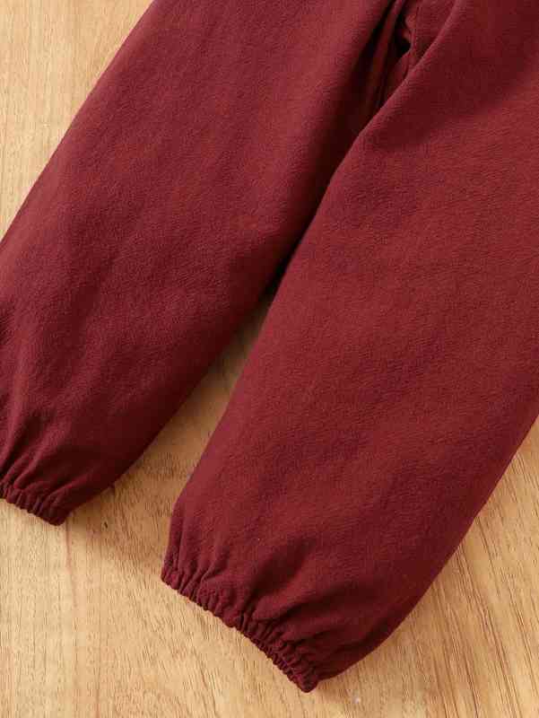 Baby Floral Print Ruffle Trim Bodysuit & Belted Pants SHE