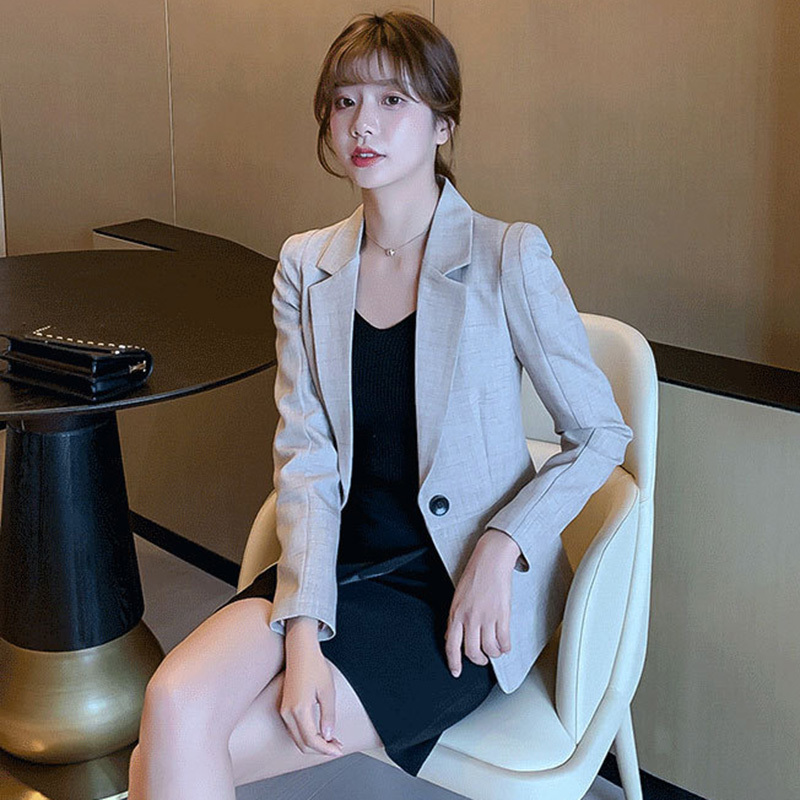 Women Blazer Formal s Lady Office Work Suit Pockets Jackets Coat Slim Black Femme 210524