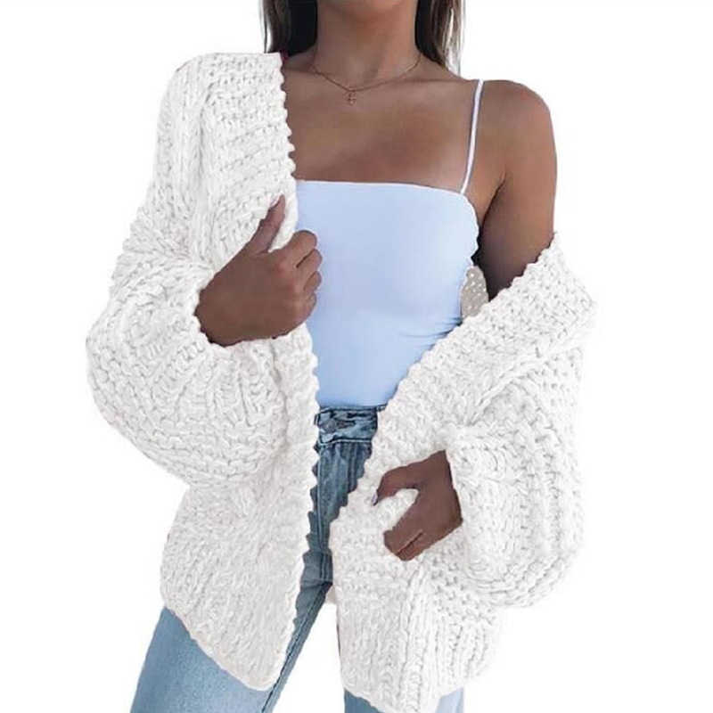 Fall Winter Clothes Women V-Neck Long Sleeve Black Knitted Cardigan Korean Style Girls Loose Casual Oversized Sweater for 210604