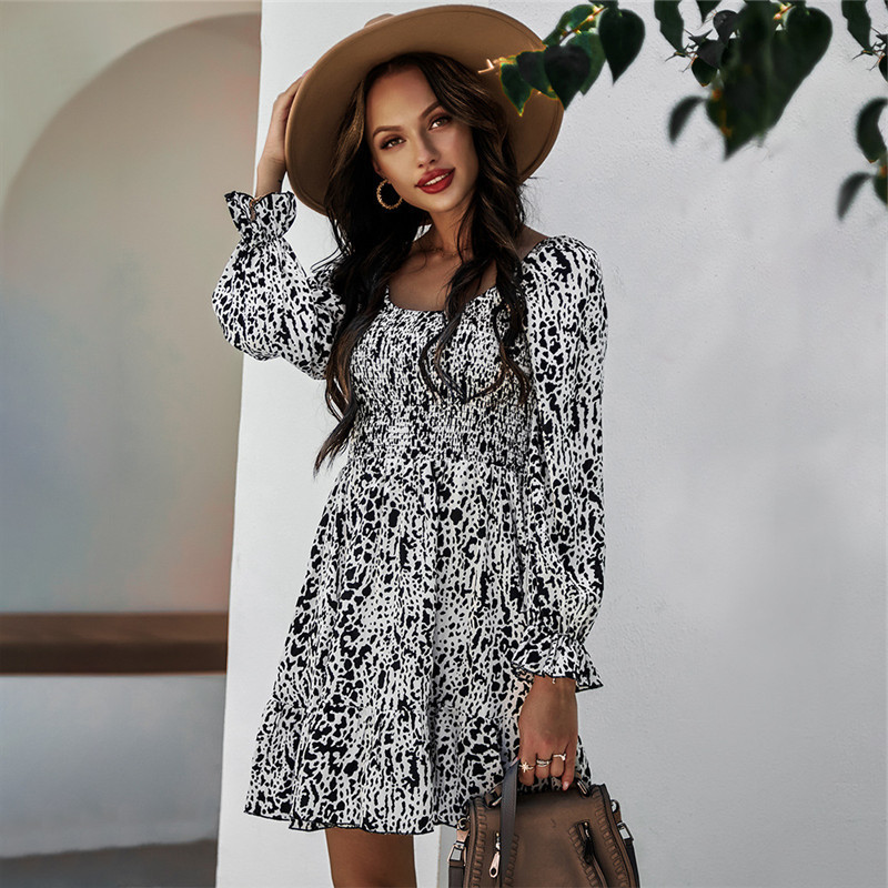 Spring Summer Print Casual High Waist Butterfly Sleeve Slim Dress For Women New Fashion Square Collar, White
Spring Summer Print Casual High Waist Butterfly Sleeve Slim Dress For Women New Fashion Square Collar, White
