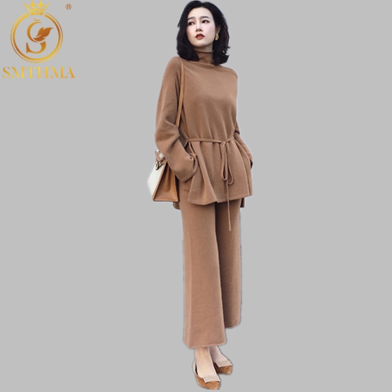 Women 2 Piece Pant Set Autumn Winter Fashion Casual Cashmere Half-High Collar Loose Top+Wide Leg Pants Knit Suit 210520, Photo color
Women 2 Piece Pant Set Autumn Winter Fashion Casual Cashmere Half-High Collar Loose Top+Wide Leg Pants Knit Suit 210520, Photo color