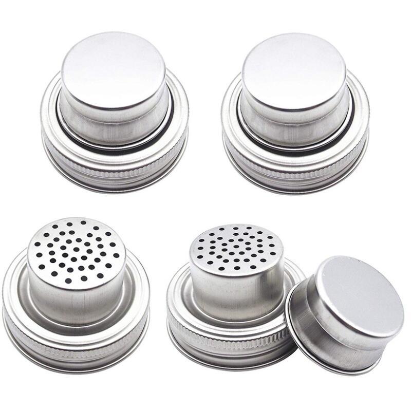 Mason Jar Shaker Lids Stainless Steel cover for Regular Mouth Mason Canning Jars Rust Proof Cocktail Shaker Dry Rub Cocktail 70mm