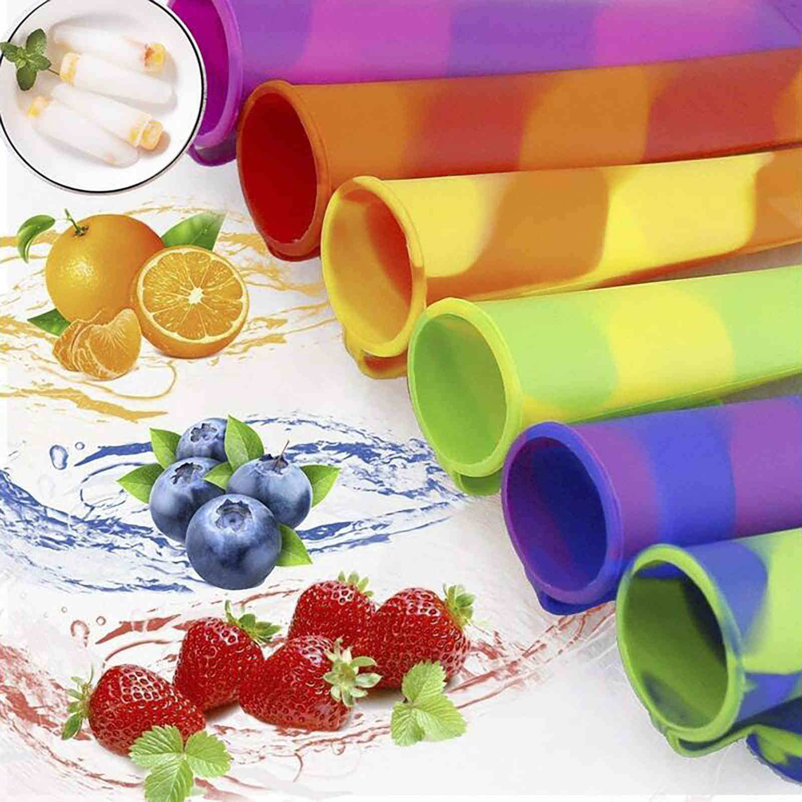 1/6 pces diy ice cream house mold silicone ice mold diy colour mixed ice cream set with handheld lid