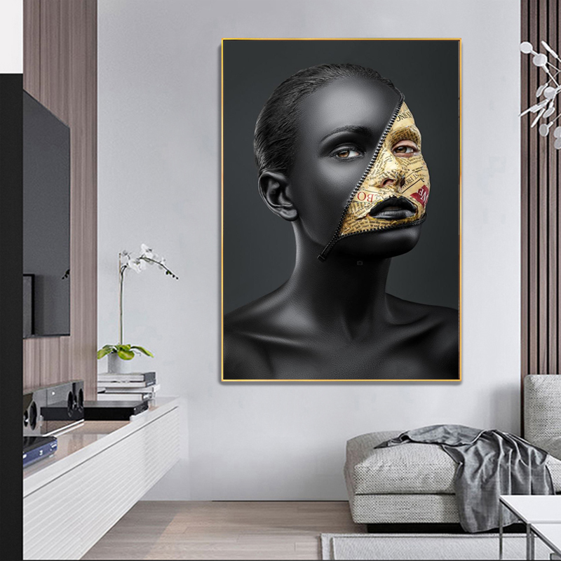 Modern Sexy Woman Dark Skins Canvas Painting Home Decoration Art Poster Wall Pictures For Living Room Girl Prints