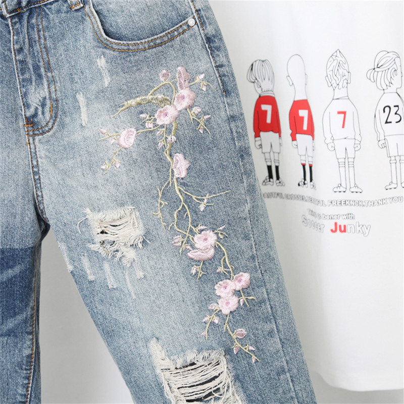 Womens Jeans Denim Loose Slim Fitted Vintage Blue Harem Pants Plus Size Jeans Embroidered Jeans Pantalon Mezclilla Mujer 5XL Q42