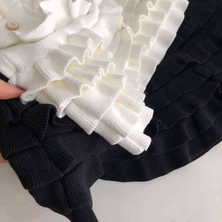 Sweet High-Waisted Ruffles Cake Skirts Vintage Summer Fashion Women's Knitting Mini Female 210519