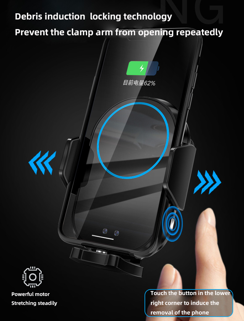 Car wireless charger mobile phone holder navigation bracket infrared induction fast charging magnetic for Apple Android smart cell