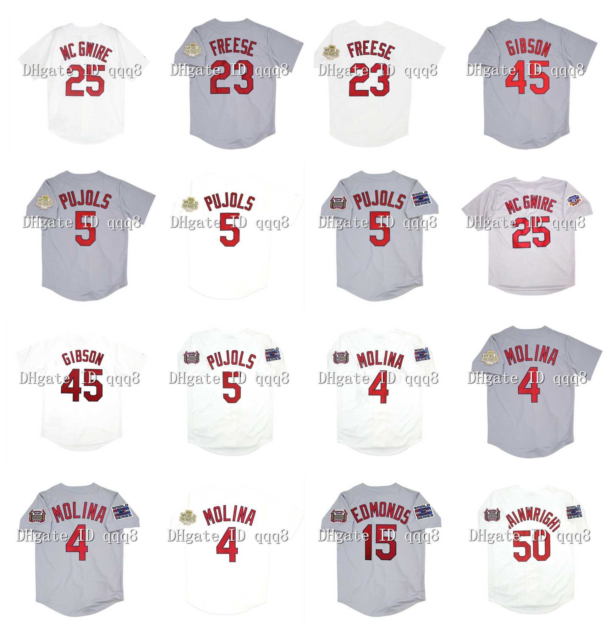 Vintage 2006 2011 Baseball Jersey 5 Albert Pujols Mark 25 McGwire 15 Jim Edmonds 4 Yadier Molina 50 Adam Wainwright 45 Bob Gibson 23 David, Black
Vintage 2006 2011 Baseball Jersey 5 Albert Pujols Mark 25 McGwire 15 Jim Edmonds 4 Yadier Molina 50 Adam Wainwright 45 Bob Gibson 23 David, Black
