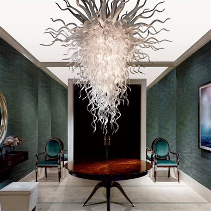 Creative Pendant Lamps LED White Glass Chandelier Light for Home Decor 100 by 150cm Large Modern Hand Blown Murano Indoor Lighting Fixtures Hotel Project Lights