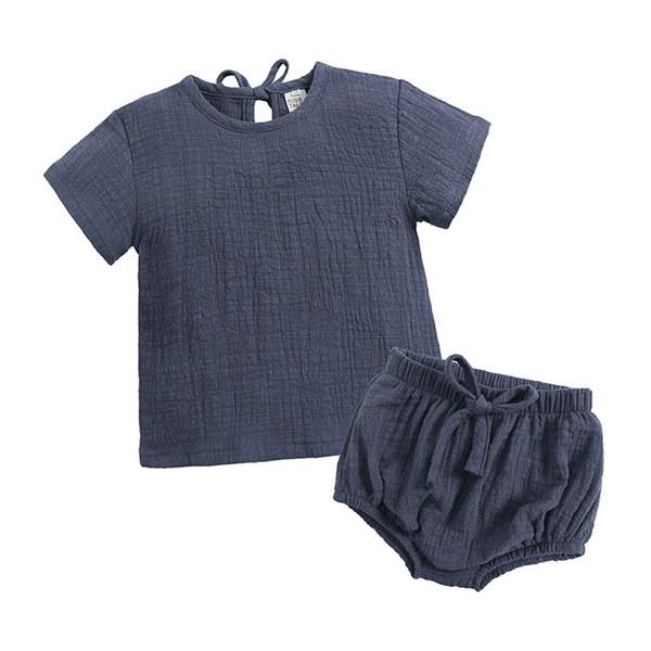 unisex kids short sets baby boys summer clothes girls boutique clothing newborn cotton linen shirts bloomers shorts 2pc toddler