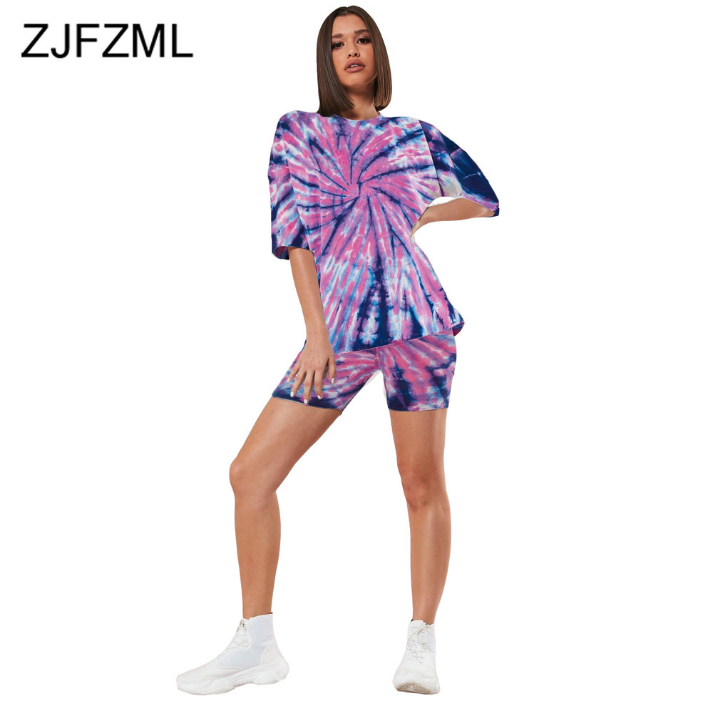 Plus Size Two Piece Set Women's Summer Suit Tie Dyeing Print Loose Long T-Shirt And Skinny Short Lounge Wear Club Outfits 210520, Light blue
Plus Size Two Piece Set Women's Summer Suit Tie Dyeing Print Loose Long T-Shirt And Skinny Short Lounge Wear Club Outfits 210520, Light blue