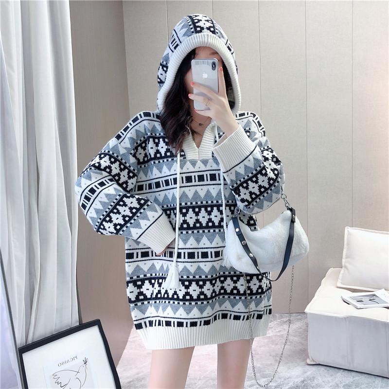 Women's Sweaters 2021 Early Autumn Tops Korean Fashion Large Size V-neck Sweater Long Sleeve Hooded Knit Top Jacket, White;black
Women's Sweaters 2021 Early Autumn Tops Korean Fashion Large Size V-neck Sweater Long Sleeve Hooded Knit Top Jacket, White;black