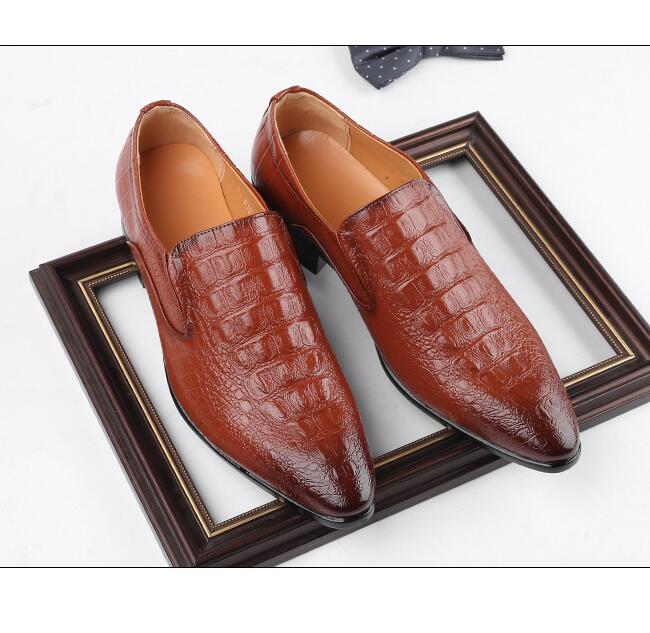 New England Pointed Business Fashion Crocodile Lines Tide Men's Shoes Low Help Classic Leather Shoes Casual Single Shoes