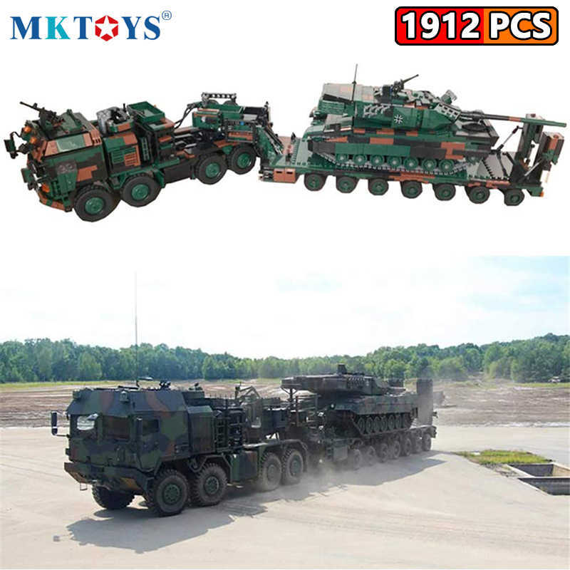 MKTOYS WW2 Military German Army Building Bricks Battle Tank Transport Truck Vehicle Blocks HX-81 World War SLT Mammut Gifts Y0808