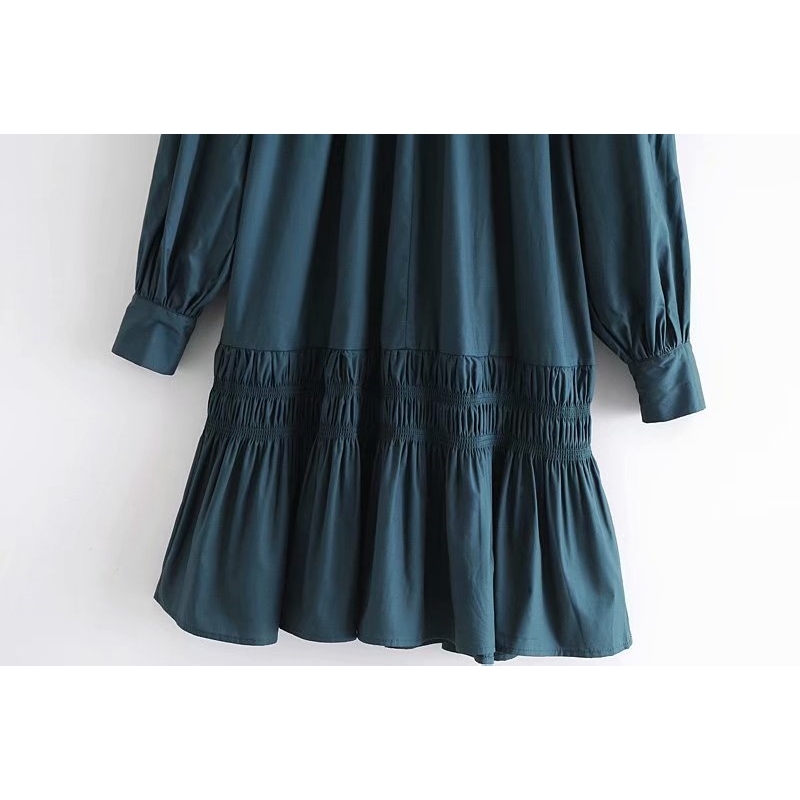 Elegant Women Bow V-Neck Dresses Fashion Ladies Patchwork Draped Vestidos Sweet Female Chic Puff Sleeve Mini Dress 210430