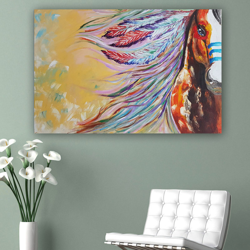 Modern Colorful Canvas Painting Sexy Horse Hair Half Face Wall Poster For Living Room Wall Art Printing Home Decor Unframed