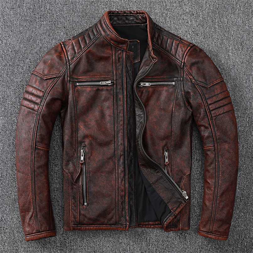 Vintage Motorcycle Jackets Men Leather Jacket 100% Genuine Cowhide Leather Coat Male Biker Clothing Autumn -4XL M696 211111, Vintage red brown
Vintage Motorcycle Jackets Men Leather Jacket 100% Genuine Cowhide Leather Coat Male Biker Clothing Autumn -4XL M696 211111, Vintage red brown