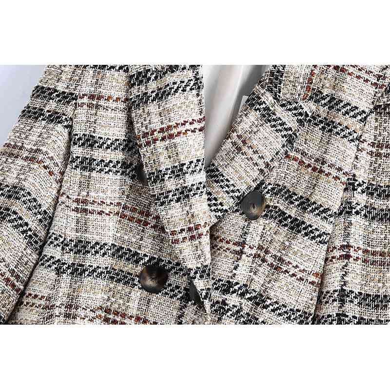 Tweed Women Elegant Patchwork Blazers Spring-Autumn Fashion Ladies Thick Jackets Female Vintage Coats Chic Girls Cute 210430