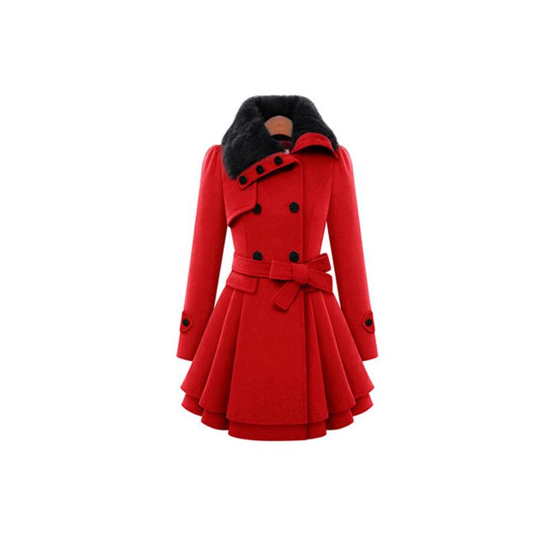 La Maxpa Slim Body Long Woolen Coat: Double-Breasted Thick Windbreaker For Women (Wool Blend) B4