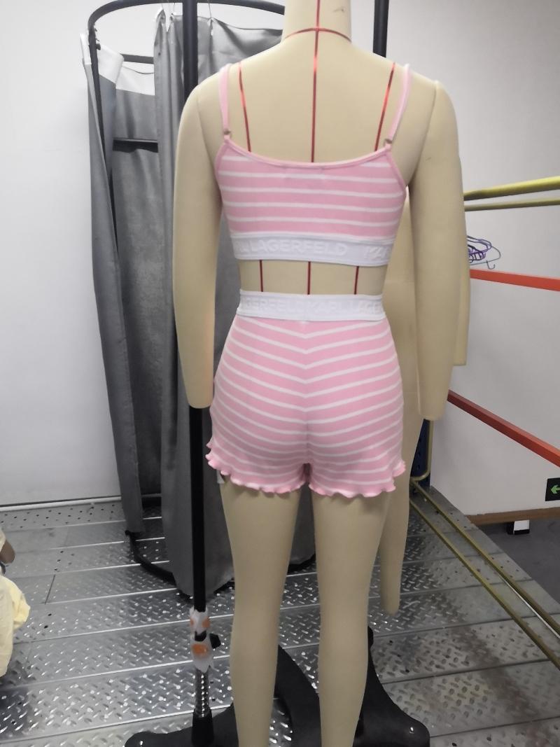 Women's Tracksuits 2021 Ruched Workout Active Wear Casual Sporty 2 Piece Striped Print Colorblock Frill Hem Cami Set