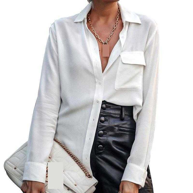 Women Blouse Fashion Shirts Solid Simple Ladies Tops Loose Casual White Shirt Red Office Autumn 210524