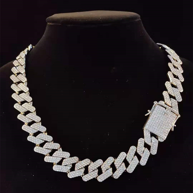 Men Hip Hop Chain Necklace 20mm heavy Rhombus Cuban Chains Iced Out Bling Necklace fashion jewelry For Gift 220210