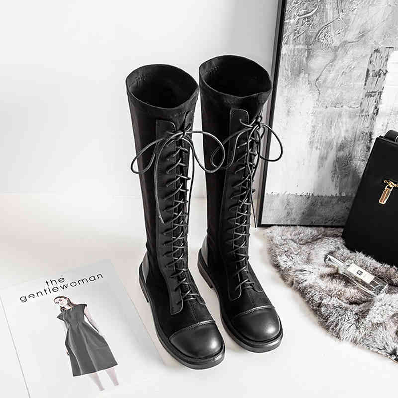 boots new korean style knee-length lace-up long stretch women's microfiber rubber non-slip fashion large size 33-43 84oz, Black
boots new korean style knee-length lace-up long stretch women's microfiber rubber non-slip fashion large size 33-43 84oz, Black