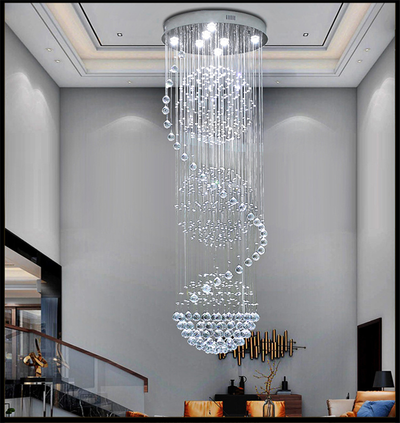 K9 LED Crystal Chandeliers Lights Stairs Hanging Lamp Indoor Lighting Decoration with D70CMCM Chandelier Light Fixture H200s