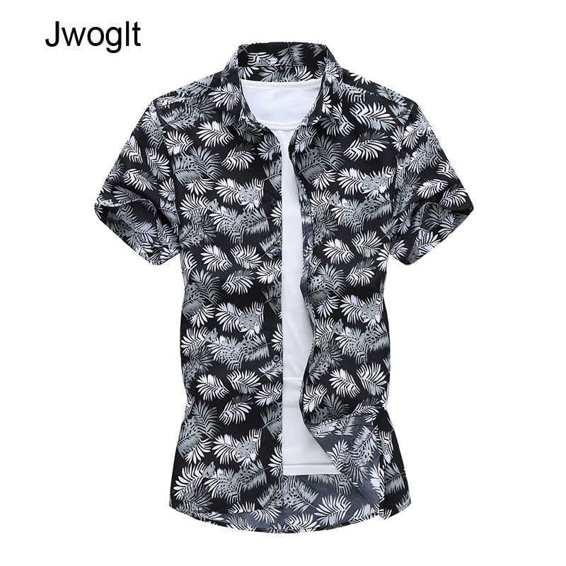 45KG-120KG Summer Shirt Men Fashion Tropical Printed Short Sleeve Button Down Men Clothes Casual Shirt Male Blouse 5XL 6XL 7XL 210528