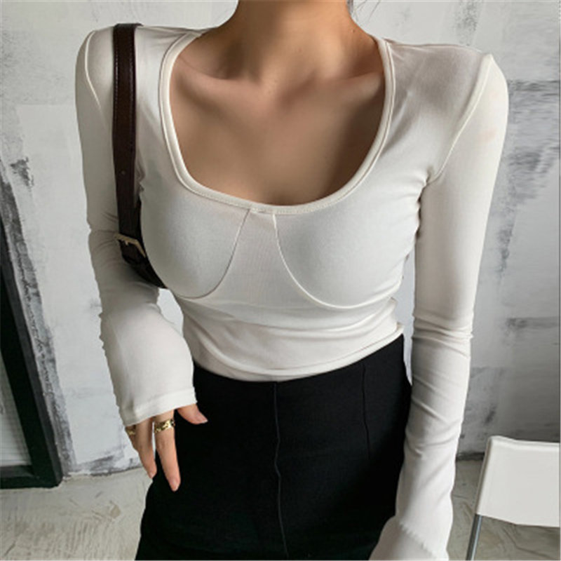 High Street Brief Minimalist Tops Large Size Regular Women Arrival Sexy Solid Warm Casual Basic T-shirt 210421