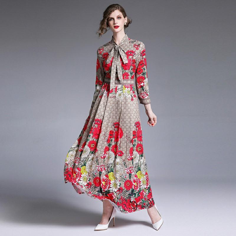 Casual Dresses 2021 Spring Summer Fall Runway Letter Floral Print Collar Ribbon Tie Neck Long Sleeve Women Party Empire Waist Maxi Dress, Picture color
Casual Dresses 2021 Spring Summer Fall Runway Letter Floral Print Collar Ribbon Tie Neck Long Sleeve Women Party Empire Waist Maxi Dress, Picture color
