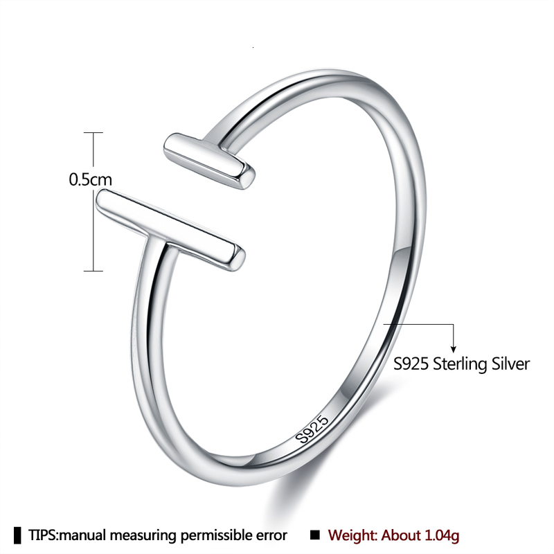 Silverhoo Authentic 925 Sterling Silver for Women Minimalist Open Adjustable Finger Rings Female Fine Jewelry New Arrival