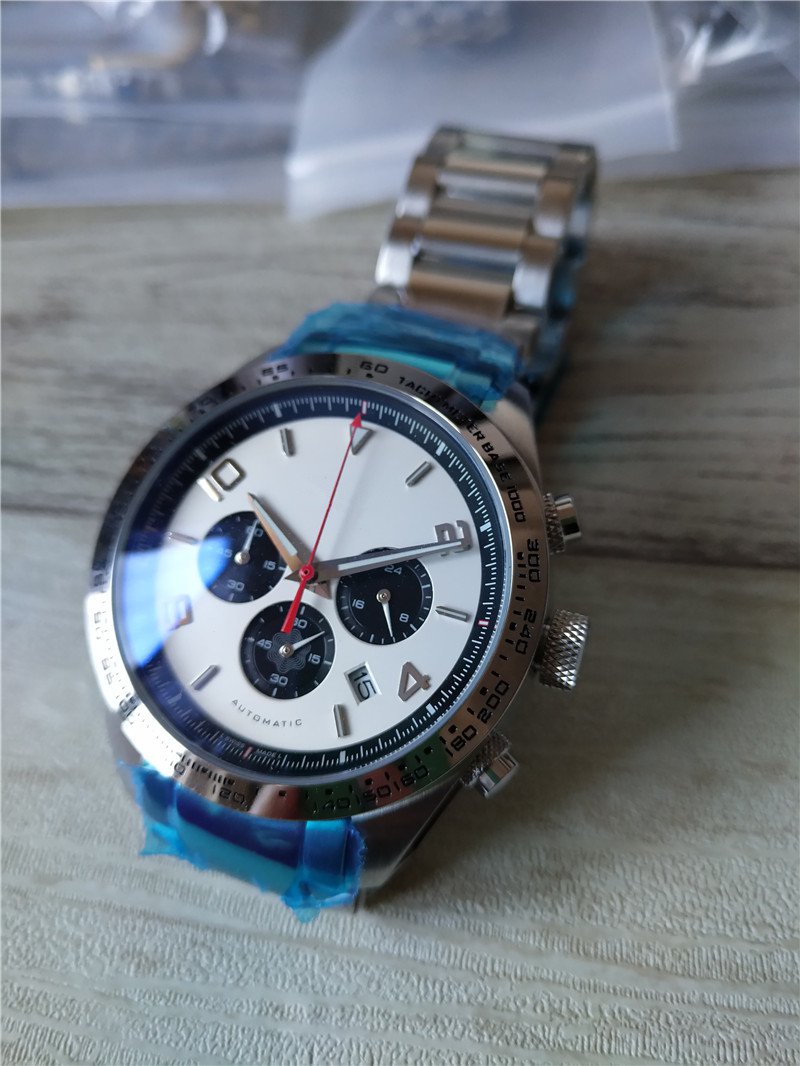 Man watch Stainless steel Male Sport wristwatch Quartz Stopwatch White Face MB06